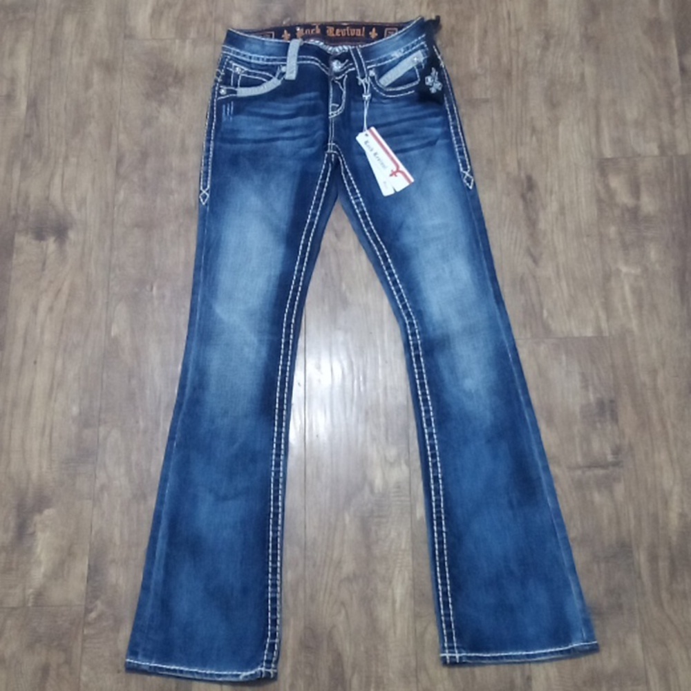 Rock Revival Women's 26 Bootcut Amy Embellished Embroidered NWT SMALL DEFECT